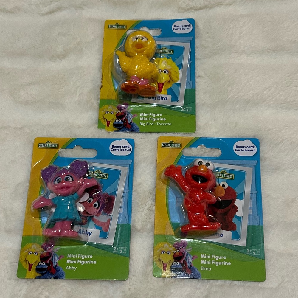 Sesame Street Mini Figure with Bonus Card Set Abby/Big Bird/Elmo 3 PCs